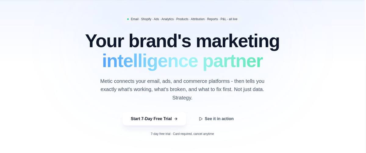 Metic landing page